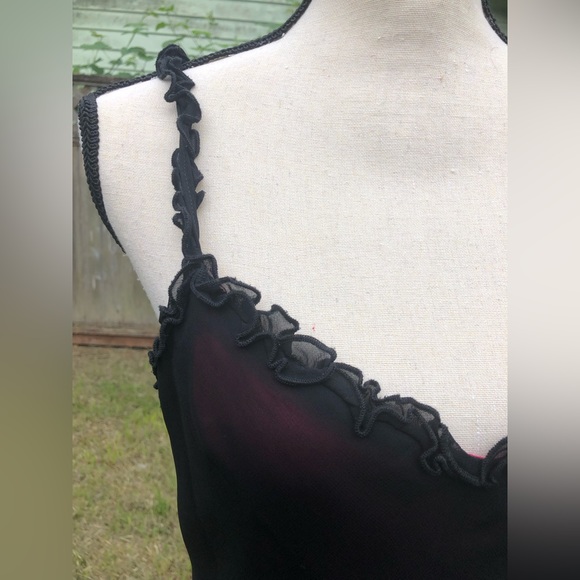 Vintage Y2K Semi Sheer Black and Magenta Maxi Dress - Picture 10 of 15